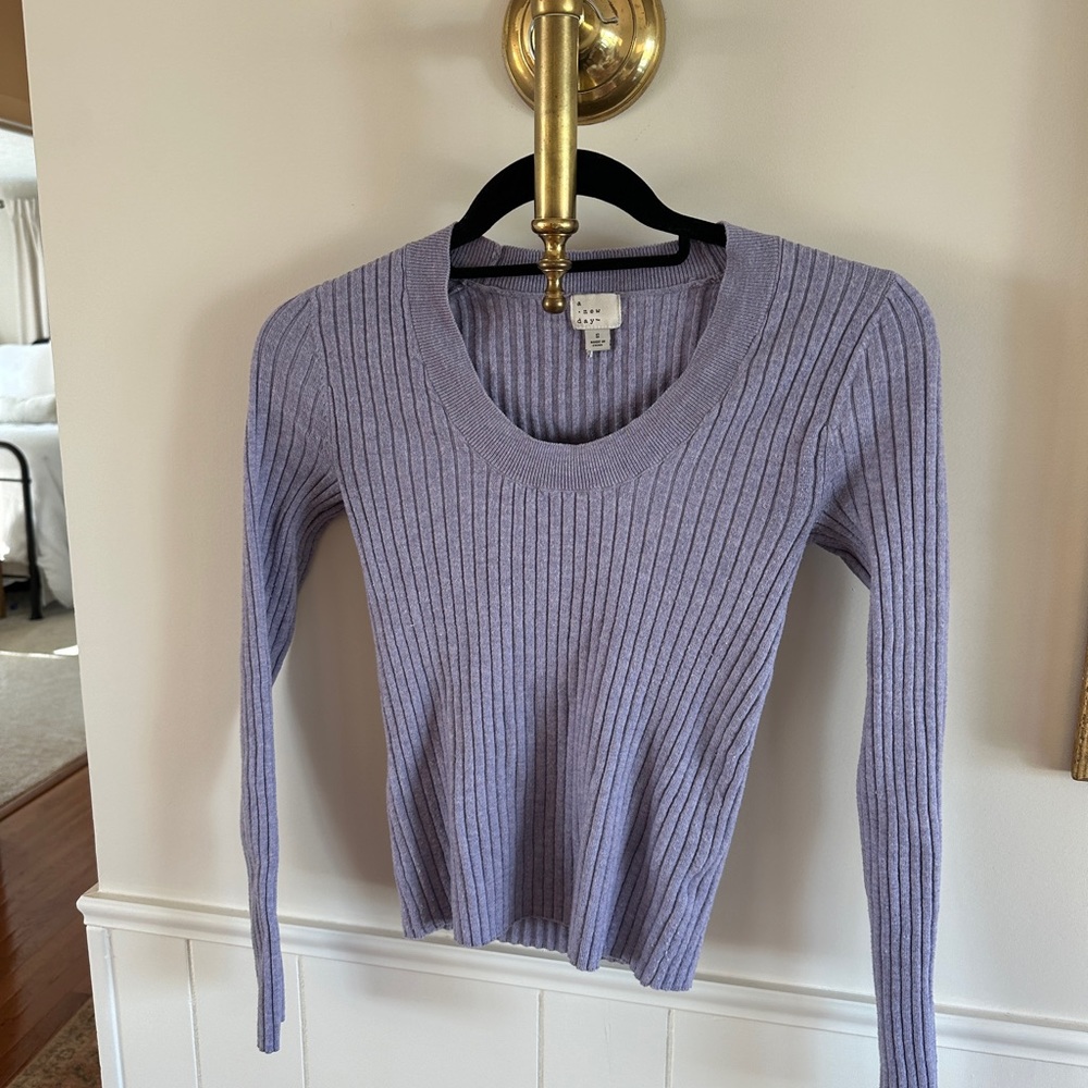 Lilac Ribbed Knit Sweater